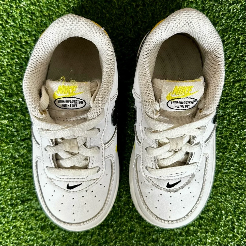 Toddler's Nike Force 1 LV8 White/Black-Dark Sulfur‎ - Size 8C (DM4254 100)